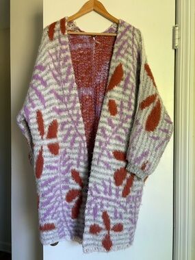 Free People long floral open cardigan